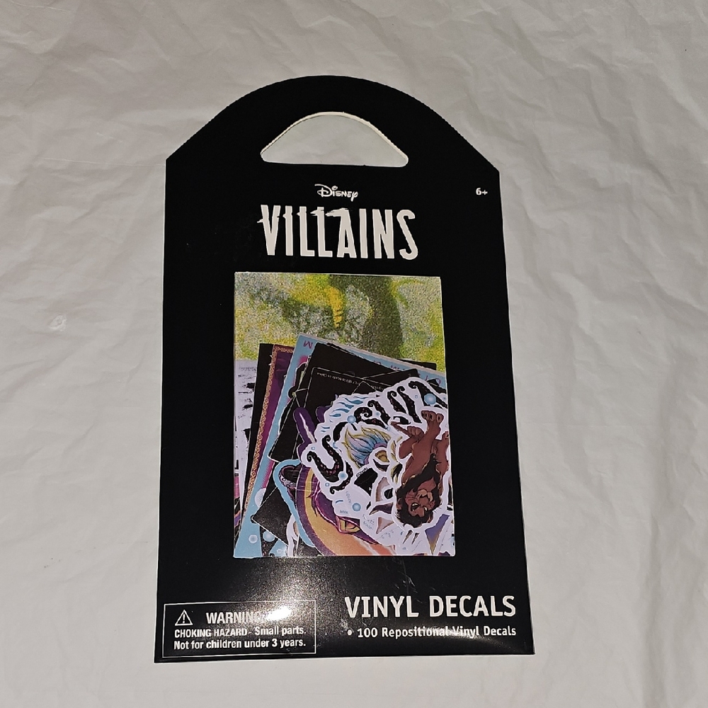 Disney Villains Repositionable Vinyl Decals, 100 Count New